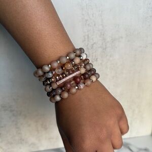 Sparkling Druzy Agate Rose Gold Bracelet Stack